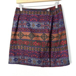 Vintage Fox And Hound Geometric Tribal Print Mini Wrap Skirt Colorful Heritage 8